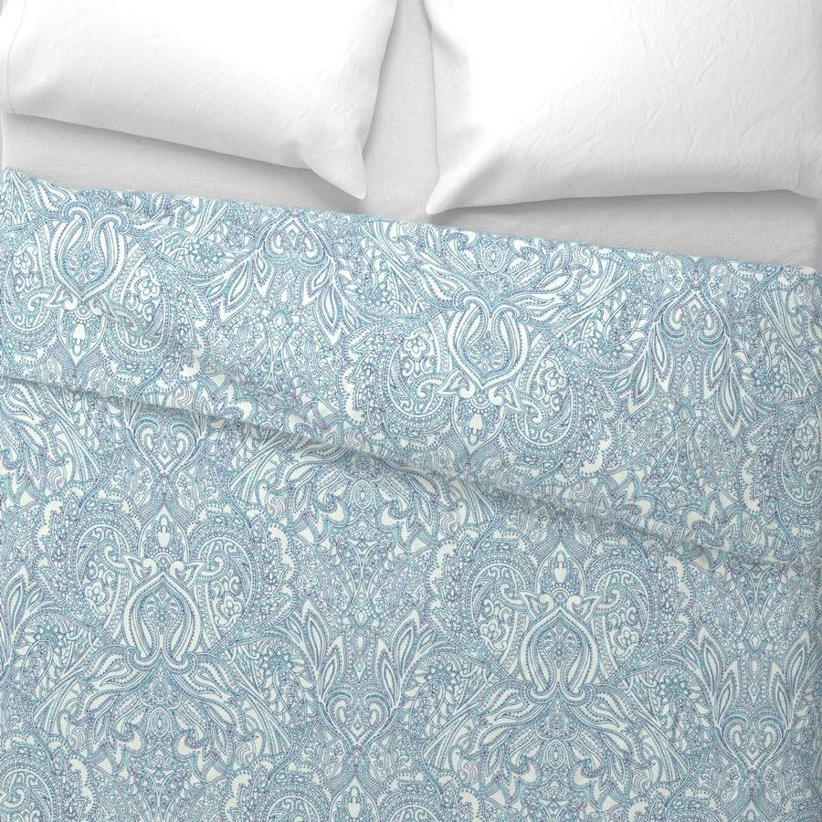 Paisley Lace Outline - white blue grey mint