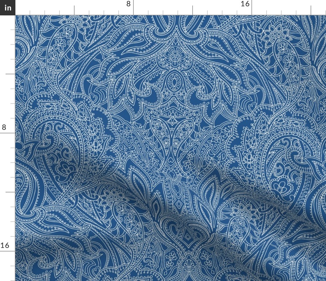 Paisley Lace Outline - blue grey