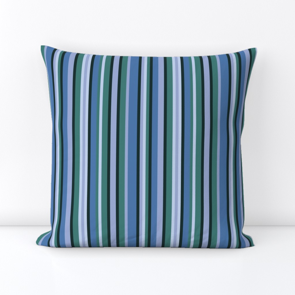 BN3 - Variegated Stripes in Rustic Blues and Greens - Lengthwise
