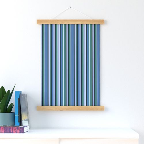 BN3 - Variegated Stripes in Rustic Blues and Greens - Lengthwise