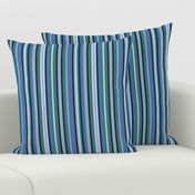 BN3 - Variegated Stripes in Rustic Blues and Greens - Lengthwise