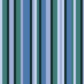 BN3 - Variegated Stripes in Rustic Blues and Greens - Lengthwise