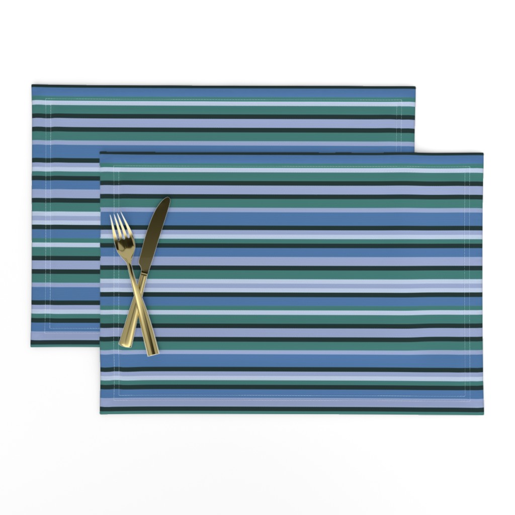 BN3 - Variegated  Stripes in Rustic Blues and Greens - Crosswise