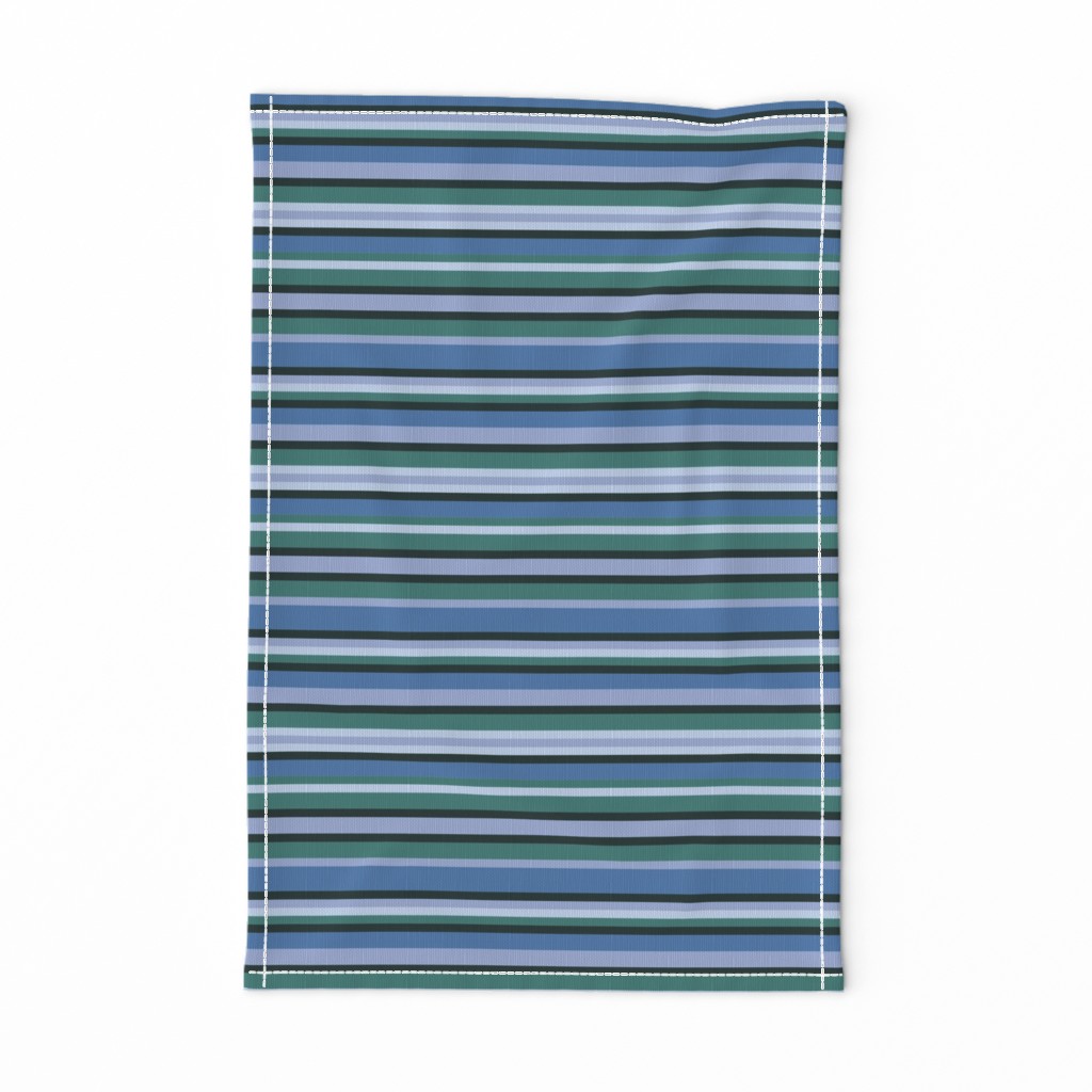 BN3 - Variegated  Stripes in Rustic Blues and Greens - Crosswise