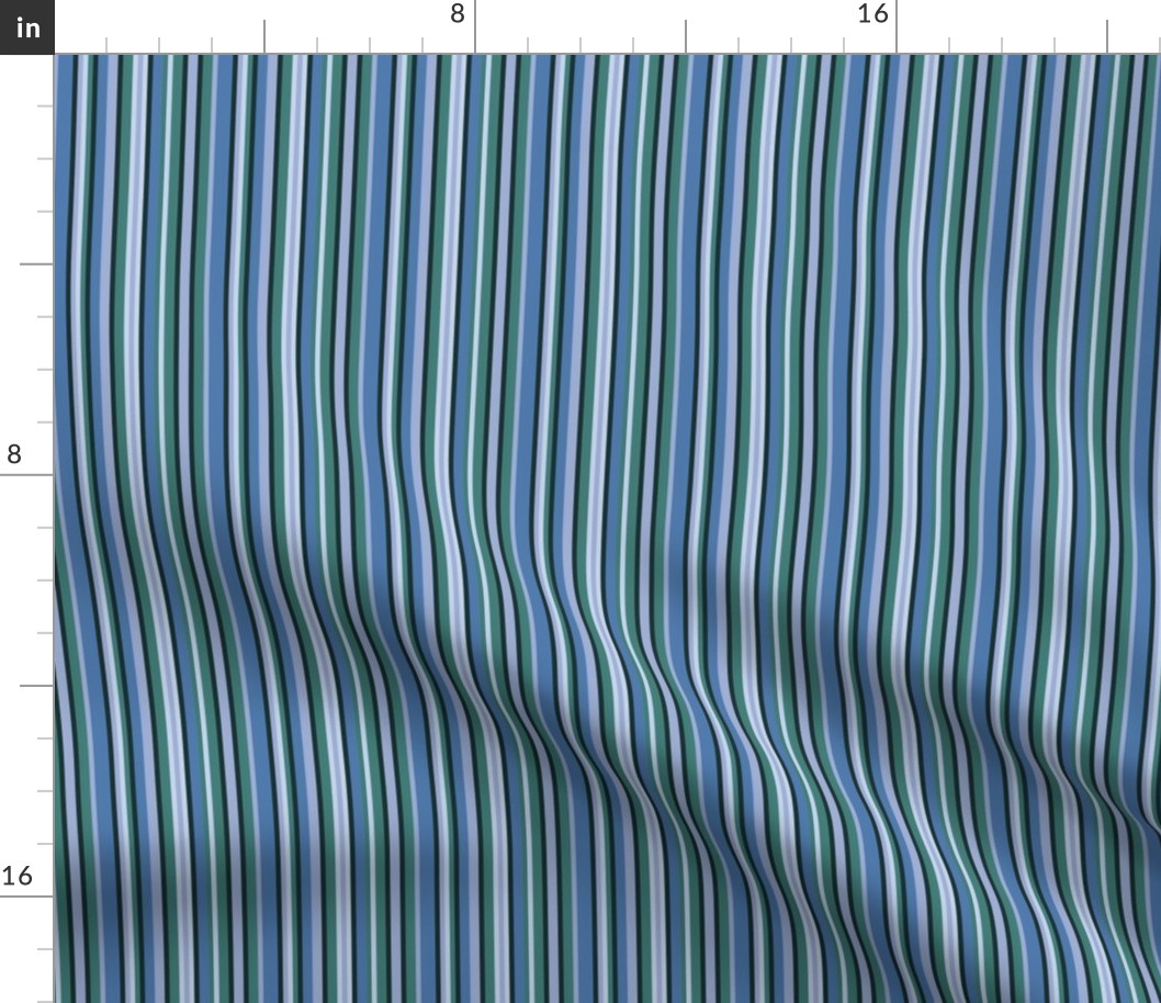 BN3 - Narrow Variegated Stripes in Rustic Blues and Greens