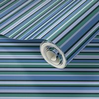 BN3 - Narrow Variegated  Stripes in Rustic Blues and Greens - Crosswise