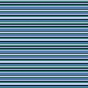 BN3 - Narrow Variegated  Stripes in Rustic Blues and Greens - Crosswise