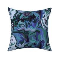BN3 -  MED - Abstract Marbled Mystery in Blue - Purple - Teal 