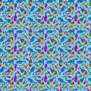 Rainbow ditzy seahorses 6x6 light blue