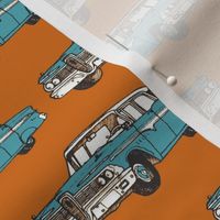 aqua 1959 Edsel Ranger on rust background