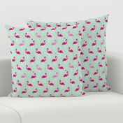 Cute summer birds flamingo beach theme in mint and pink
