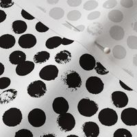 Pastel monochrome love brush circles, spots and dots and spots hand drawn ink illustration pattern scandinavian style in black and white