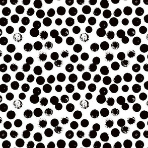 Pastel monochrome love brush circles, spots and dots and spots hand drawn ink illustration pattern scandinavian style in black and white