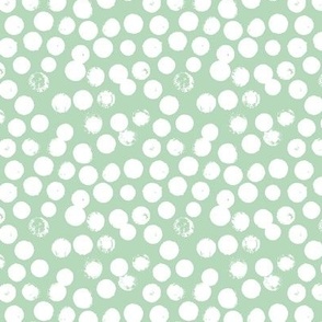 Pastel love brush circles, spots and dots and spots hand drawn ink illustration pattern scandinavian style in soft mint green