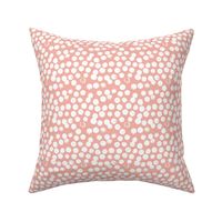 Pastel love brush circles, spots and dots and spots hand drawn ink illustration pattern scandinavian style in soft peach pink