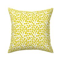 Pastel love brush circles, spots and dots and spots hand drawn ink illustration pattern scandinavian style in bright yellow mustard ochre