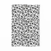 Raw monochrome brush strokes abc alphabet scandinavian abstract style black and white