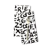 Raw monochrome brush strokes abc alphabet scandinavian abstract style black and white