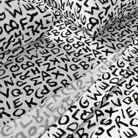 Raw monochrome brush strokes abc alphabet scandinavian abstract style black and white