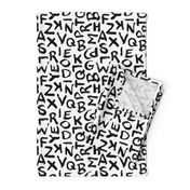 Raw monochrome brush strokes abc alphabet scandinavian abstract style black and white