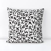 Raw monochrome brush strokes abc alphabet scandinavian abstract style black and white