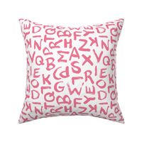 Raw brush strokes abc alphabet scandinavian abstract style pink white