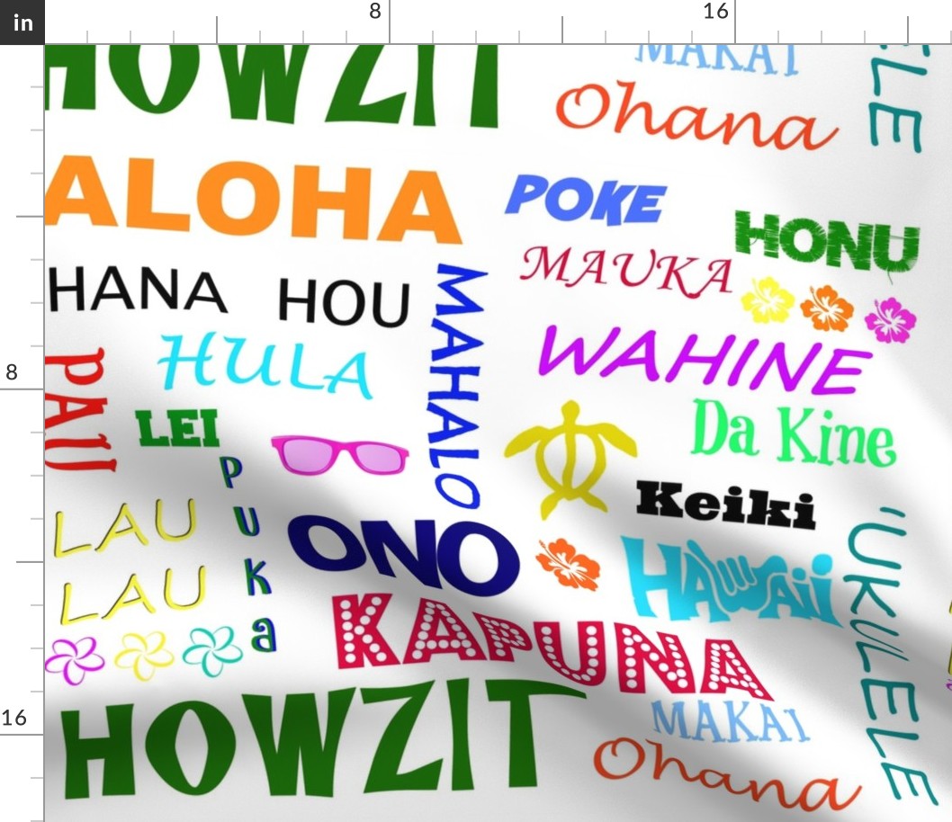 Hawaiian words - white large