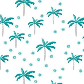 Summer palm tree beach coconut pastel bikini tropics illustration print in blue and beige