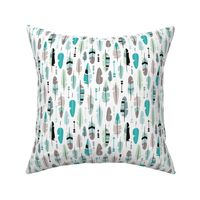 Geometric vintage feathers pastel arrows in mint and blue illustration pattern