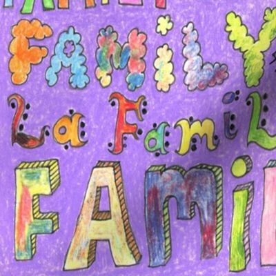 Family Tree Design, large scale, yellow purple orange blue colorful rainbow