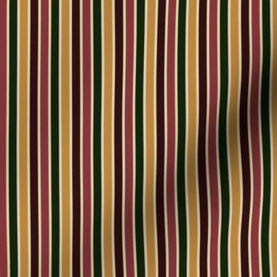 BN2 - Narrow Variegated Stripe in Forest Green - Caramel Tan - Mauve - Burgundy Brown