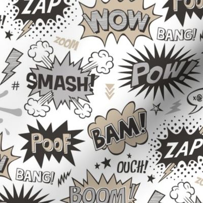 Superhero Comic Pop art Speech Bubbles Words Almond