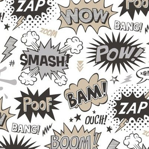 Superhero Comic Pop art Speech Bubbles Words Almond