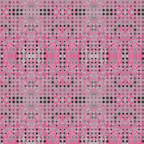 Dancing Dots and Spots of Grey on La La Pink - Small Scale Pink