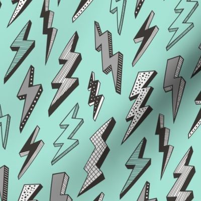 Bolt Lighting Comic Superhero on Mint Green 