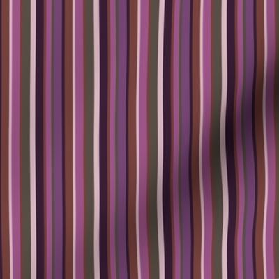 BN 4  -Narrow Stripes in Purple - Burgundy - Mauve - Moss Green 
