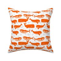 whales // orange kids baby whale ocean animals boys ocean print