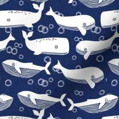 whales // whale navy blue kids ocean animals cute whales whale design 