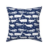 whales // whale navy blue kids ocean animals cute whales whale design 