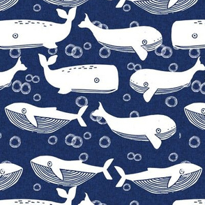 whales // whale navy blue kids ocean animals cute whales whale design 