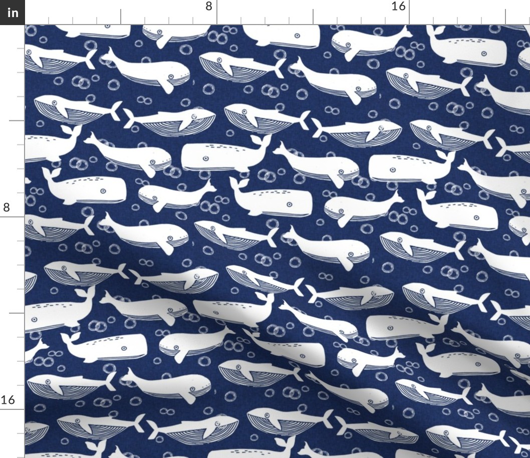 whales // whale navy blue kids ocean animals cute whales whale design 