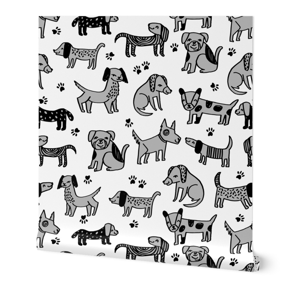 dogs // dog grey kids cute illustration pet dog baby