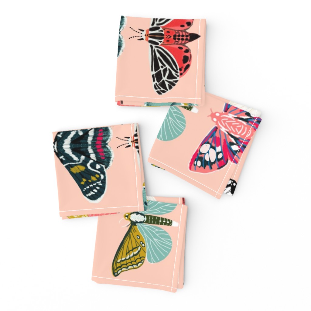tea towel // moths lepidoptery butterflies cute girls pink vintage botanicals