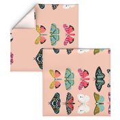 tea towel // moths lepidoptery butterflies cute girls pink vintage botanicals