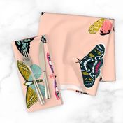 tea towel // moths lepidoptery butterflies cute girls pink vintage botanicals