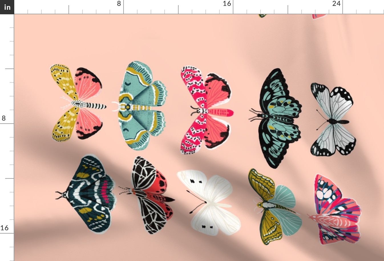 tea towel // moths lepidoptery butterflies cute girls pink vintage botanicals