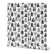 christmas trees // black and white christmas trees forest woodland kids baby nursery