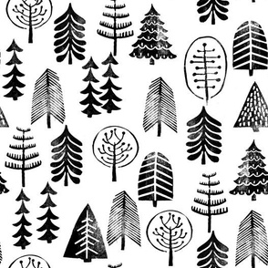 christmas trees // black and white christmas trees forest woodland kids baby nursery