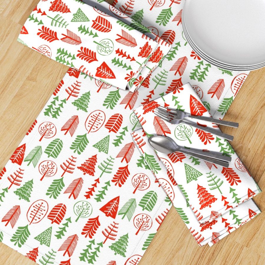 christmas trees // red and green christmas forest woodland kids baby white red and green classic