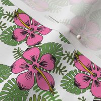 hibiscus // tropical summer flower monstera leaves ferns palms hawaii palm print